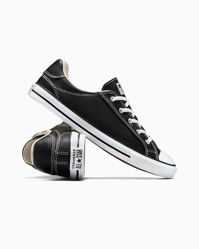 Chuck Taylor All Star Dainty Lucky Leather Black/White/Black, Detail Angle View
