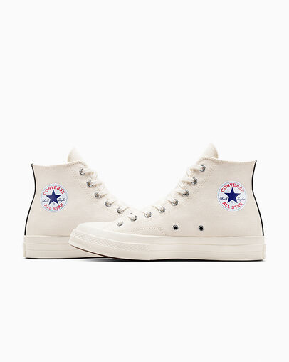 PLAY Comme des Gar&ccedil;ons Single Heart Chuck 70 Bianco latte/Rosso/Nero, Detail Angle View