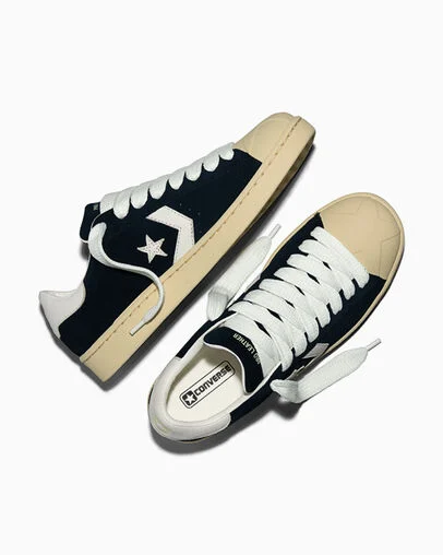 Converse x GOLF le FLEUR* Pro Leather Black/Pristine/Banana Crepe, Angled View
