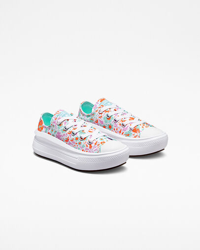 Chuck Taylor All Star Move Platform Paper Floral White/Bold Mandarin/Light Dew, Angled View