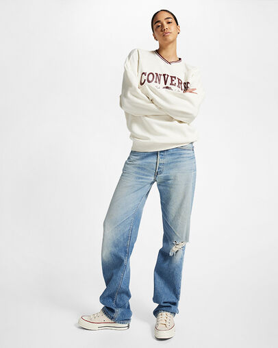 Retro Oversized V-Neck Converse Egret, Back View