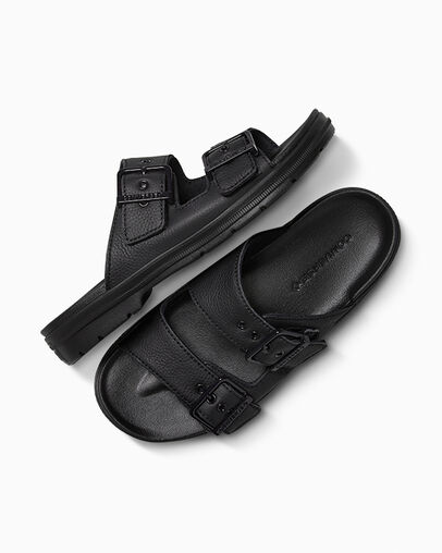 Chuck Taylor All Star Lugged Flatform Sandal Black/Black/Black, Angled View