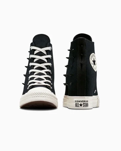 Chuck Taylor All Star Wedge Platform Spikes Black/Egret/Brown, Heel View