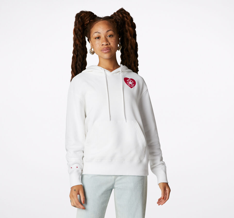 Hoodie c&oelig;urs Saint-Valentin Blanc