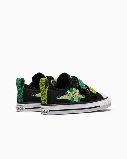 Chuck Taylor All Star Dinos Easy On Black/White/Neon Mantis Green, Heel View