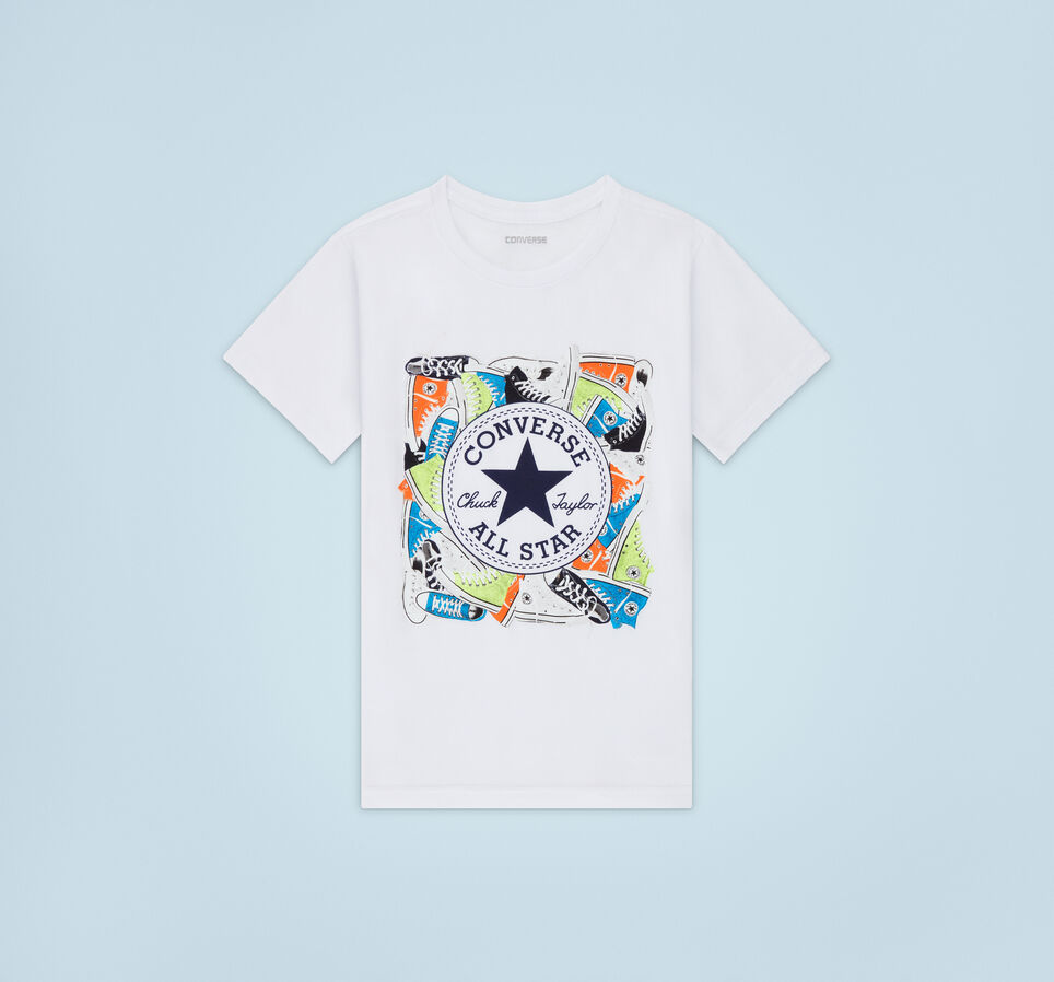 Sneaker Print Chuck Taylor Patch T-Shirt Bianco