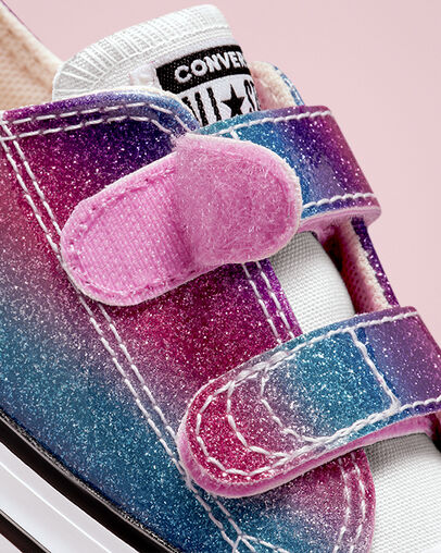 Chuck Taylor All Star Easy-On Glitter Drip White/Natural Ivory/Purple, Detail Angle View