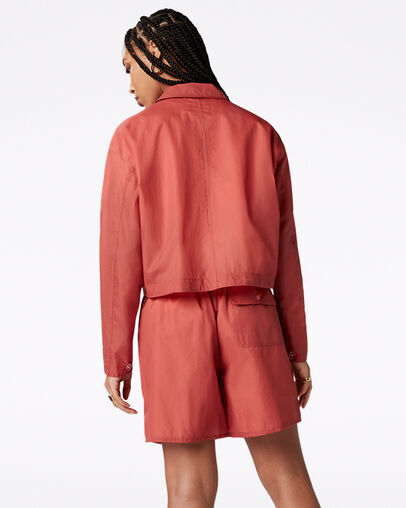 Sheer Chore Mantel Terracotta Pink, Back View