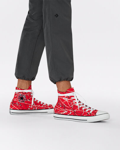 Chuck Taylor All Star Archive Paint Splatter University Red/White/Black, On Foot Shot 1