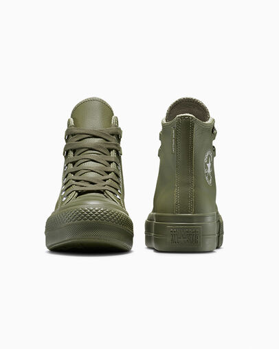 Chuck Taylor All Star Lift Platform Leather Utility/Utility/Silver, Heel View