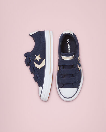 Summer Daze Easy-On Star Player EV Azul marino medianoche/Farro/Blanco, Top and Side View