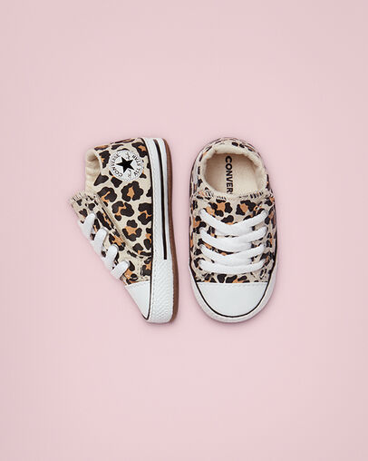 Archive Leopard Easy-On Chuck Taylor All Star Cribster Ivoire naturel/Doe/Noir, Top and Side View