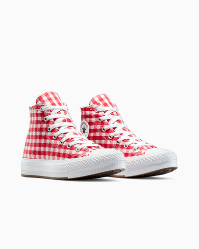 Chuck Taylor All Star EVA Lift Platform Checkered Vintage White/Red/White, Top and Side View