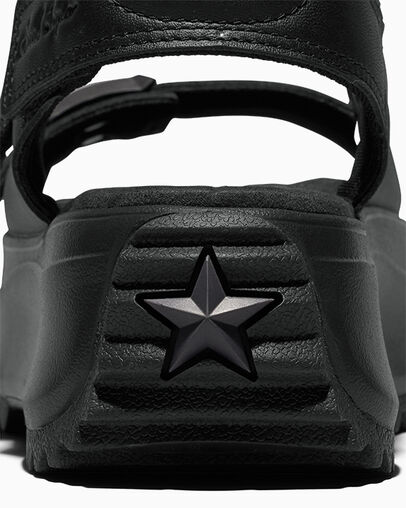 Run Star Sandal Platform Leather Black/Black/Black, Detail Angle View