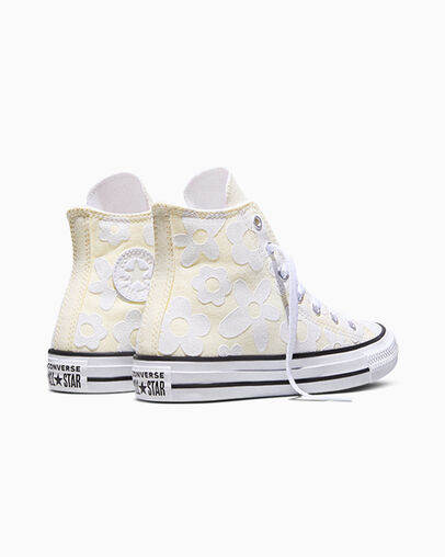 Chuck Taylor All Star Bubble Flowers Egret/White/Silver, Heel View