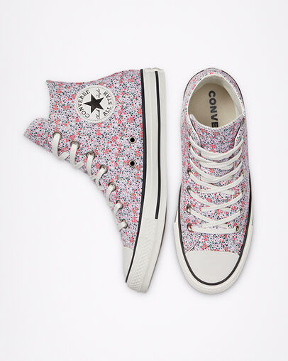Chuck Taylor All Star Vintage Floral Vintage White/Pink Foam, Top and Side View