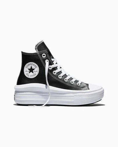 Chuck Taylor All Star Move Platform Foundational Leather Negro/Blanco/Blanco, Outer Side View