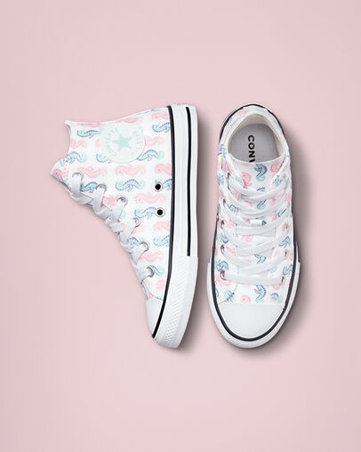 Chuck Taylor All Star Seahorses White/Storm Pink/Light Dew, Top and Side View