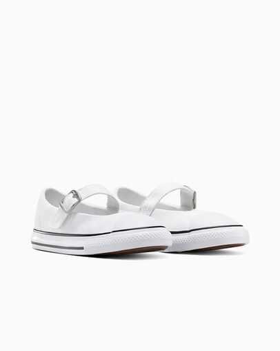 Chuck Taylor All Star Dainty Mary Jane Blanc/Noir/Blanc, Top and Side View