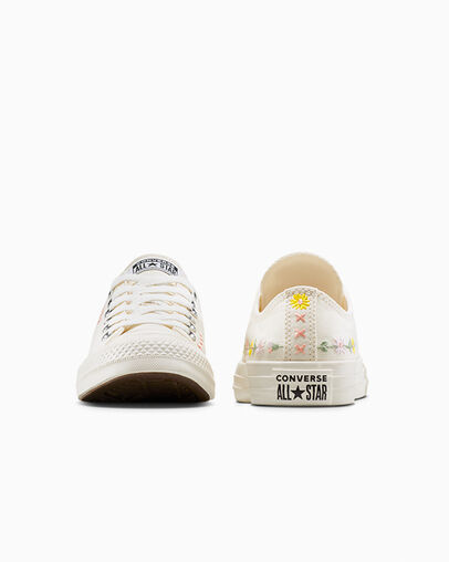 Chuck Taylor All Star Embroidered Flowers Garza/Verde monta&ntilde;a, Heel View