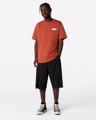 Classic Script Short Sleeve T-Shirt Red Bark, Full Body View