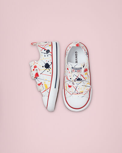 Chuck Taylor All Star Easy-On Paint Splatter White/Multi/Garnet, Top and Side View