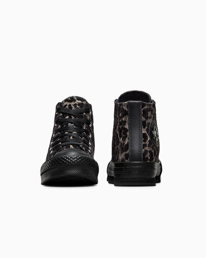 Chuck Taylor All Star EVA Lift Platform Leopard Light Fawn/Black/Black, Heel View