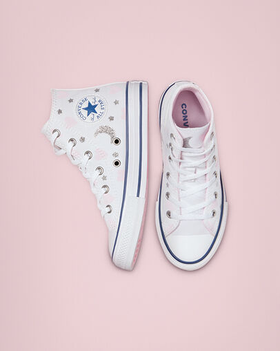 Chuck Taylor All Star My Wish White/Pink/Silver, Top and Side View