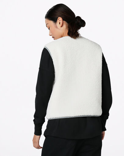 Wendbare Sherpa-Weste Limestone Grey Multi, Back View