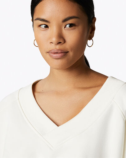 Oversize-Pullover mit V-Ausschnitt Egret, Detail View