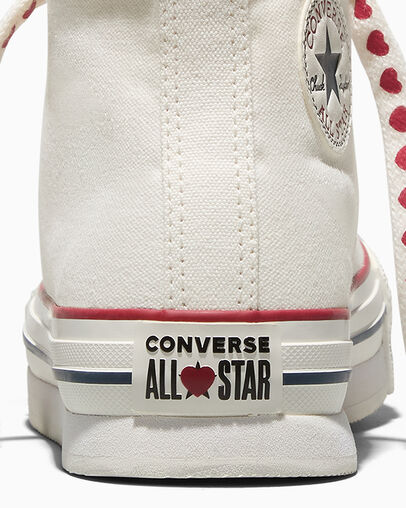 Chuck Taylor All Star Lift Platform Valentine&rsquo;s Day Vintage White/Vintage White/Days Ahead Red, Detail Angle View
