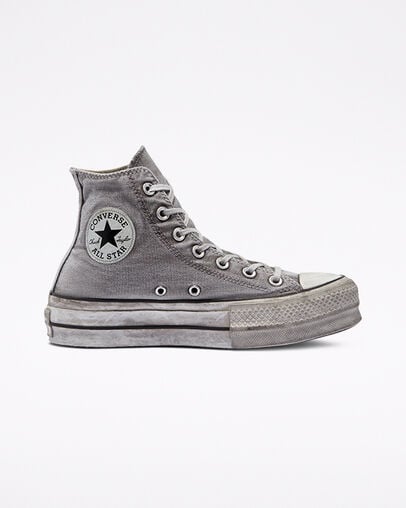 Chuck Taylor All Star Platform Smoked Canvas Gris/Gris/Blanc, Outer Side View
