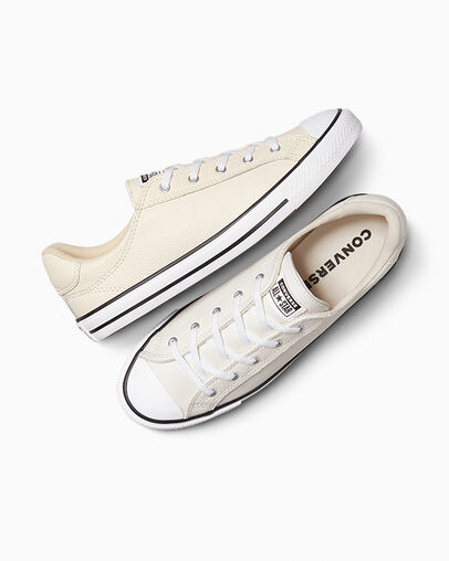 Chuck Taylor All Star Dainty Lucky Leather Egret/Black/White, Angled View