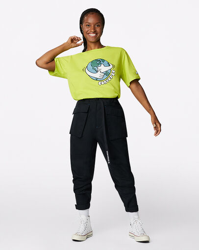 Love Your Mother Center Front T-Shirt Lime Twist, Full Body View