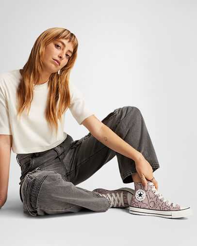 Chuck Taylor All Star Snakeskin Print Warm Clay/Egret/Egret, On Foot Shot 2