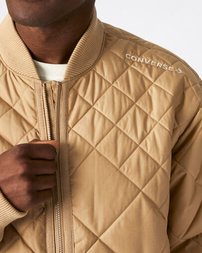 Utility Fleece Padded Jacket Nomad Khaki, Full Body View