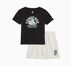 Retro Remix T-Shirt and Shorts Set Birch Heather