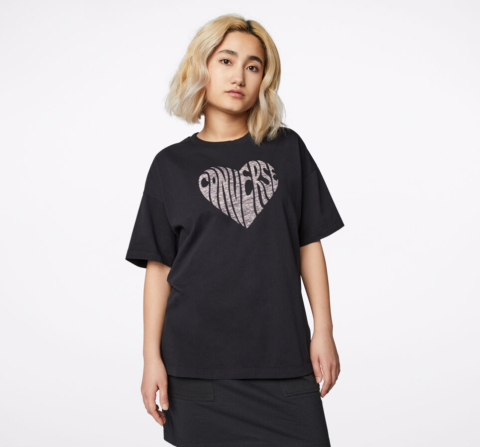 Camiseta Heart Reverse Print Black Negro Converse