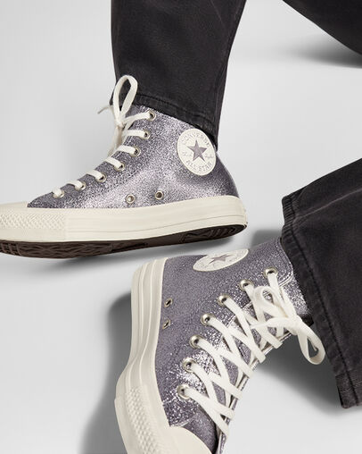 Chuck Taylor All Star Glitter Gunmetal/Egret/Egret, Reflective View