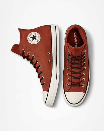 Chuck Taylor All Star Nubuck Leather Rugged Orange/Velvet Brown, Top and Side View