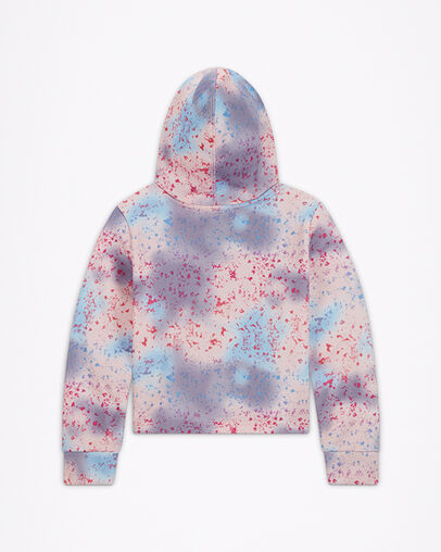 Korte hoodie met print over het gehele oppervlak Storm Pink, Back View