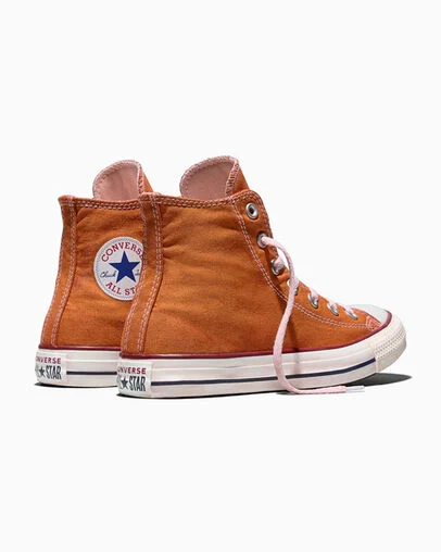 Chuck Taylor All Star Dip Dye Wide Width Orange Dust Dyed, Heel View
