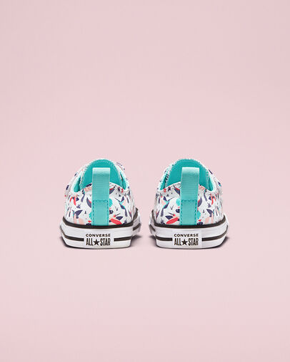 Chuck Taylor All Star Easy-On Bright Hummingbirds Blanco/Agua clara, Heel View