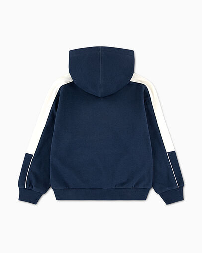 Color-blocked and Piped Oversized Hoodie Converse Navy, Back View