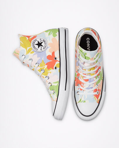 Chuck Taylor All Star Floral Egret/Black/White, Top and Side View