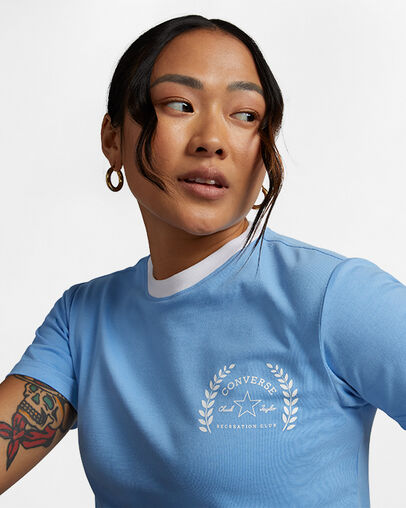 Retro Ringer T-Shirt Converse Light Blue, Detail View