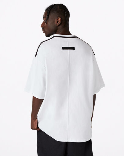 Crossover Crew Neck Short Sleeve T-Shirt White, Back View