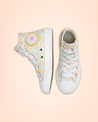 Ditsy Floral Chuck Taylor All Star White/Topaz Gold/Peony Pink, Top and Side View