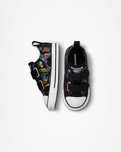 Chuck Taylor All Star Easy-On Butterfly Shine Black/Pink/Purple/Blue, Top and Side View