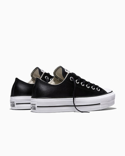 Chuck Taylor All Star Platform Clean Leather Noir/Noir/Blanc, Heel View